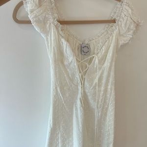 With jean white dress